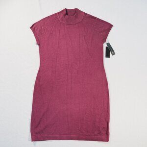 AB Studio Sweater Dress Womens Large Burgundy Studded Rhinestone Coquette Classy